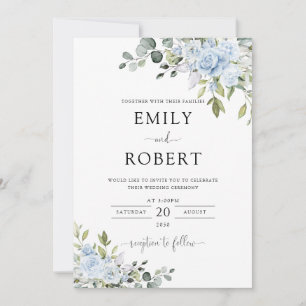 Invitation Carton d'invitation de mariage aux fleurs bleues p