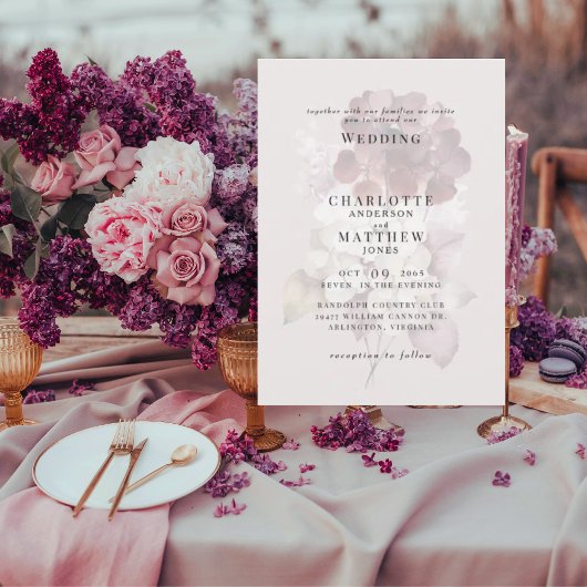 Invitation Carton d'invitation de mariage aux Hydrangeas Bour