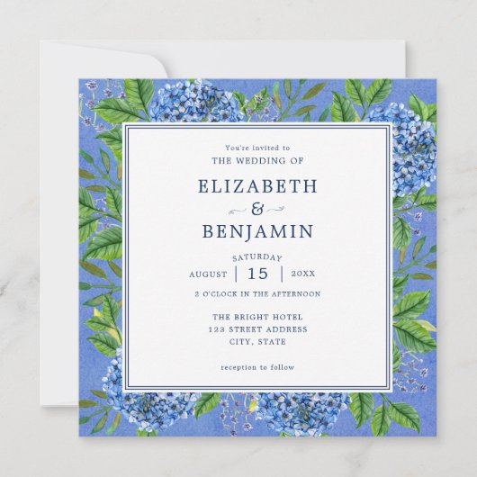 Invitation Carton d'invitation de mariage aux Hydrangeas élég (Devant)
