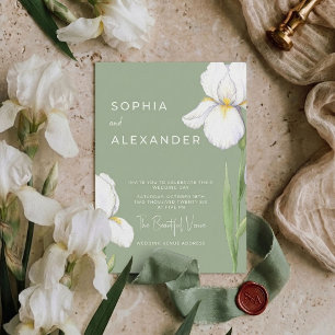 Invitation Carton d'invitation de mariage aux iris à l'aquare