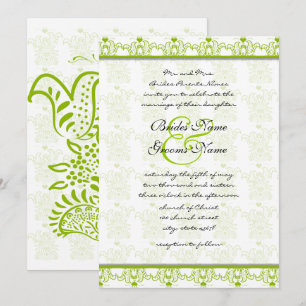 Invitation Carton d'invitation de mariage aux oiseaux verts A