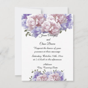 Invitation Carton d'invitation de mariage aux pivoines roses