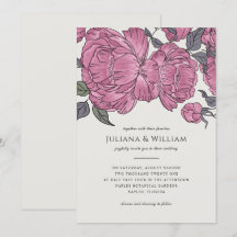 Carton d'invitation de mariage aux pivoines vintag