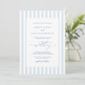 Invitation Carton d'invitation de mariage aux rayures bleues (Debout devant)
