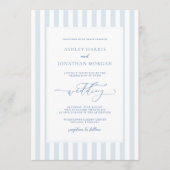 Invitation Carton d'invitation de mariage aux rayures bleues (Devant)