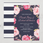 Invitation Carton d'invitation de mariage aux rayures de rose (Devant / Derrière)