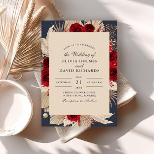 Invitation Carton d'invitation de mariage aux roses de Bourgo