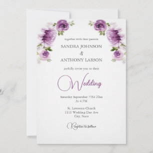 Invitation Carton d'invitation de mariage aux roses fuchsia e