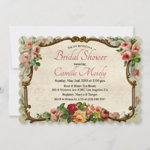 Invitation Carton d'invitation de mariage avec cadre floral v