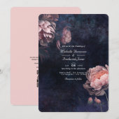 Invitation Carton d'invitation de mariage avec code QR Fleur (Devant / Derrière)