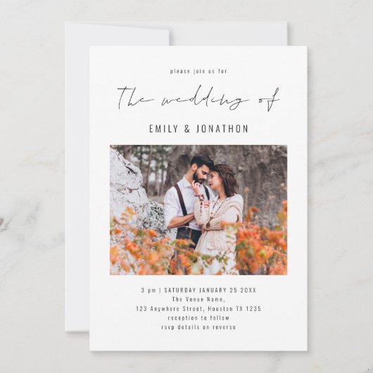 Invitation Carton d'invitation de mariage avec code QR photo  (Devant)