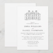 Invitation Carton d'invitation de mariage avec illustration d (Devant / Derrière)
