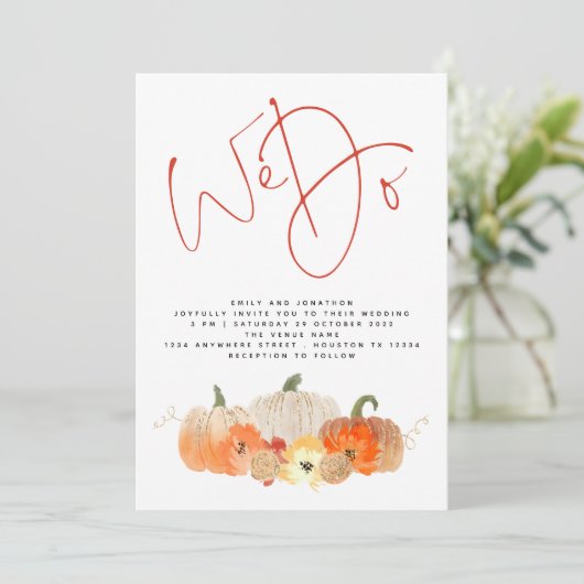 Invitation Carton d'invitation de mariage avec QR Code Citrou (Debout devant)