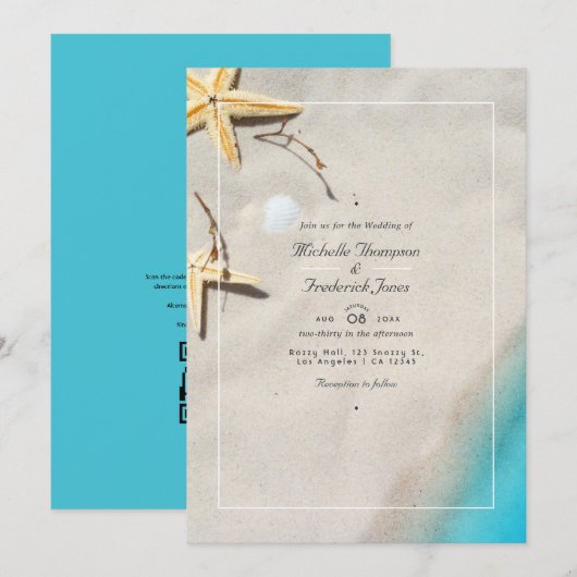 Invitation Carton d'invitation de mariage avec QR code de rép (Devant / Derrière)