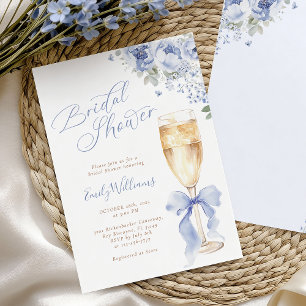 Invitation Carton d'invitation de mariage avec ruban bleu et