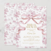 Invitation Carton d'invitation de mariage avec ruban rose Toi (Devant / Derrière)