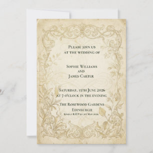 Invitation Carton d'invitation de mariage baroque en or antiq