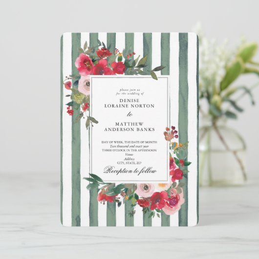 Invitation Carton d'invitation de mariage Basil Green (Debout devant)