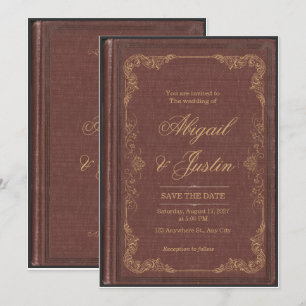 Invitation Carton d'invitation de mariage Bibliothèque livres
