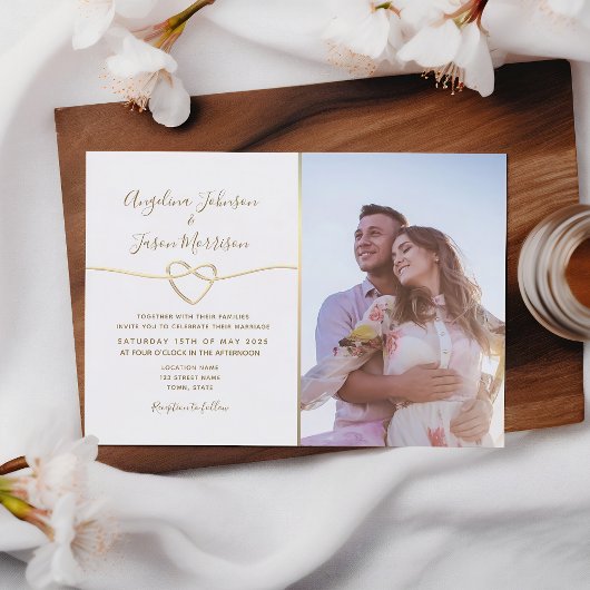 Invitation Carton d'invitation de mariage blanc classique ave