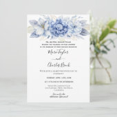 Invitation Carton d'invitation de mariage blanc Hydrangea Ble (Debout devant)