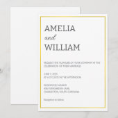 Invitation Carton d'invitation de mariage Blanc & Or Modèle (Devant / Derrière)