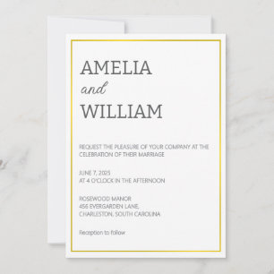 Invitation Carton d'invitation de mariage Blanc & Or Modèle