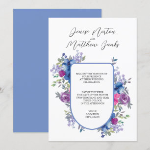 Invitation Carton d'invitation de mariage bleu barbeau et bla