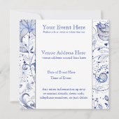 Invitation carton d'invitation de mariage bleu et blanc (Dos)