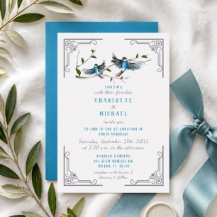 Invitation Carton d'invitation de mariage Blue Bird of Happin
