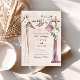 Invitation Carton d'invitation de mariage Bohème Violet Rose
