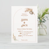 Invitation Carton d'invitation de mariage Boho Chic avec herb (Debout devant)