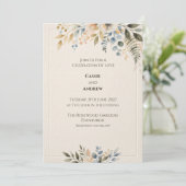 Invitation Carton d'invitation de mariage botanique bleu vert (Debout devant)