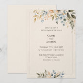 Invitation Carton d'invitation de mariage botanique bleu vert (Devant / Derrière)