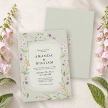 Carton d'invitation de mariage botanique en beaux-