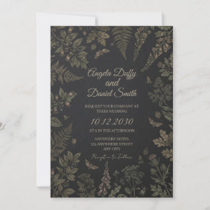 Invitation Carton d'invitation de mariage botanique fougère b