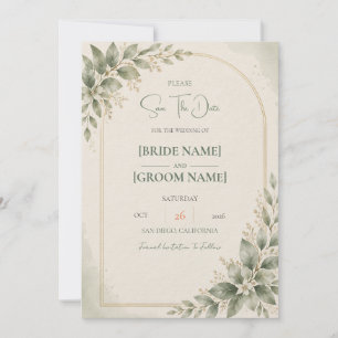 Invitation Carton d'invitation de mariage botanique vert saug
