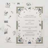 Invitation Carton d'invitation de mariage botanique violet (Devant / Derrière)