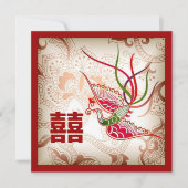 Invitation Carton d'invitation de mariage chinois vintage rou (Devant)