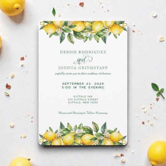 Invitation Carton d'invitation de mariage Citron d'été 