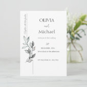 Invitation Carton d'invitation de mariage classique à feuilla (Debout devant)