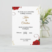 Invitation Carton d'invitation de mariage classique aux roses (Debout devant)