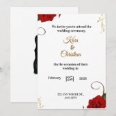 Invitation Carton d'invitation de mariage classique aux roses (Devant / Derrière)