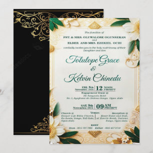 Invitation Carton d'invitation de mariage classique or et ver