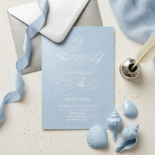 Invitation Carton d'invitation de mariage côtier bleu poudre