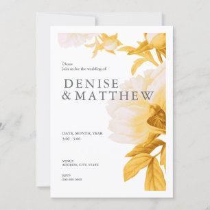 Invitation Carton d'invitation de mariage couleur jonquille