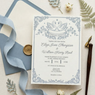 Invitation Carton d'invitation de mariage Cygne Bleu