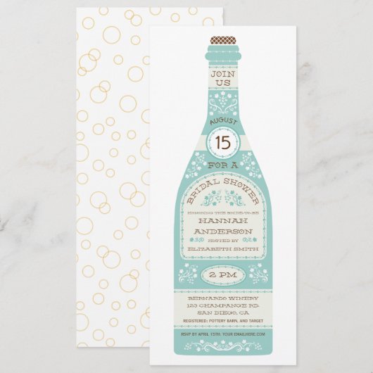 Invitation Carton d'invitation de mariage de bouteille de vin (Devant / Derrière)