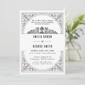 Invitation Carton d'invitation de mariage de luxe classique à (Debout devant)
