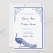 Invitation Carton d'invitation de mariage de paon (Devant)